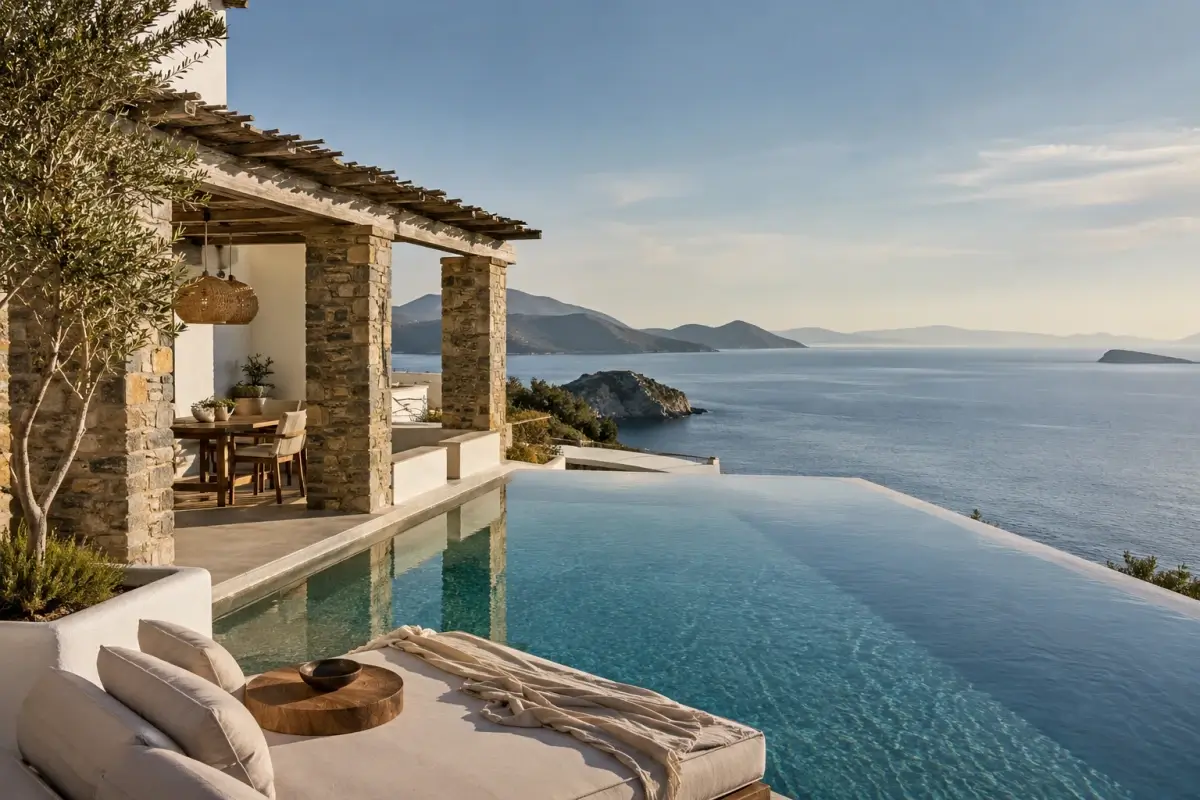 Boutique Sifnos hotel with infinity pool and panoramic Aegean Sea views